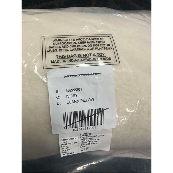 New Anthropologie Embroidered Merci Pillow 12”x 21” - Picture 5 of 6